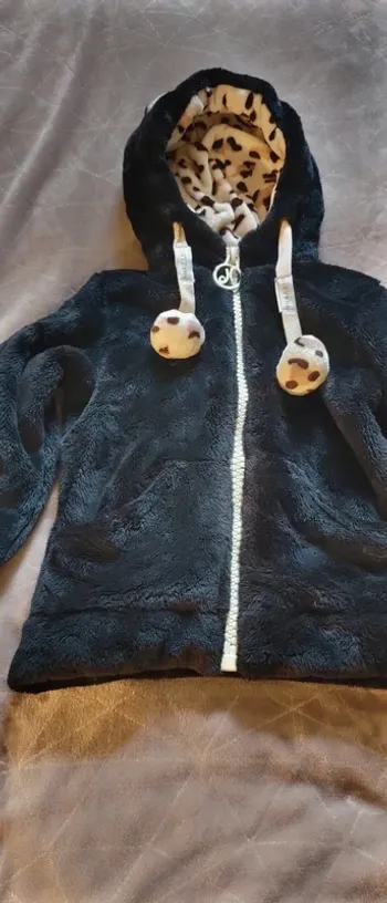 Veste polaire noire motif léopard 🐆