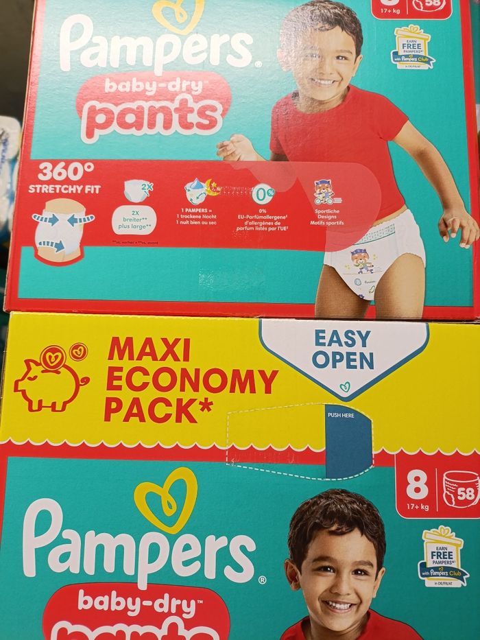 deux cartons de couche pampers baby dry pants taille 8 - photo numéro 2