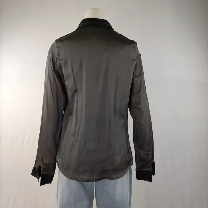Chemise fluide noire transparente détail dentelle sur épaules – T.38 A1158 - photo numéro 4