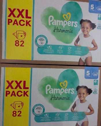 Lot de 2 cartons couches Pampers xxl taille 5 harmonie