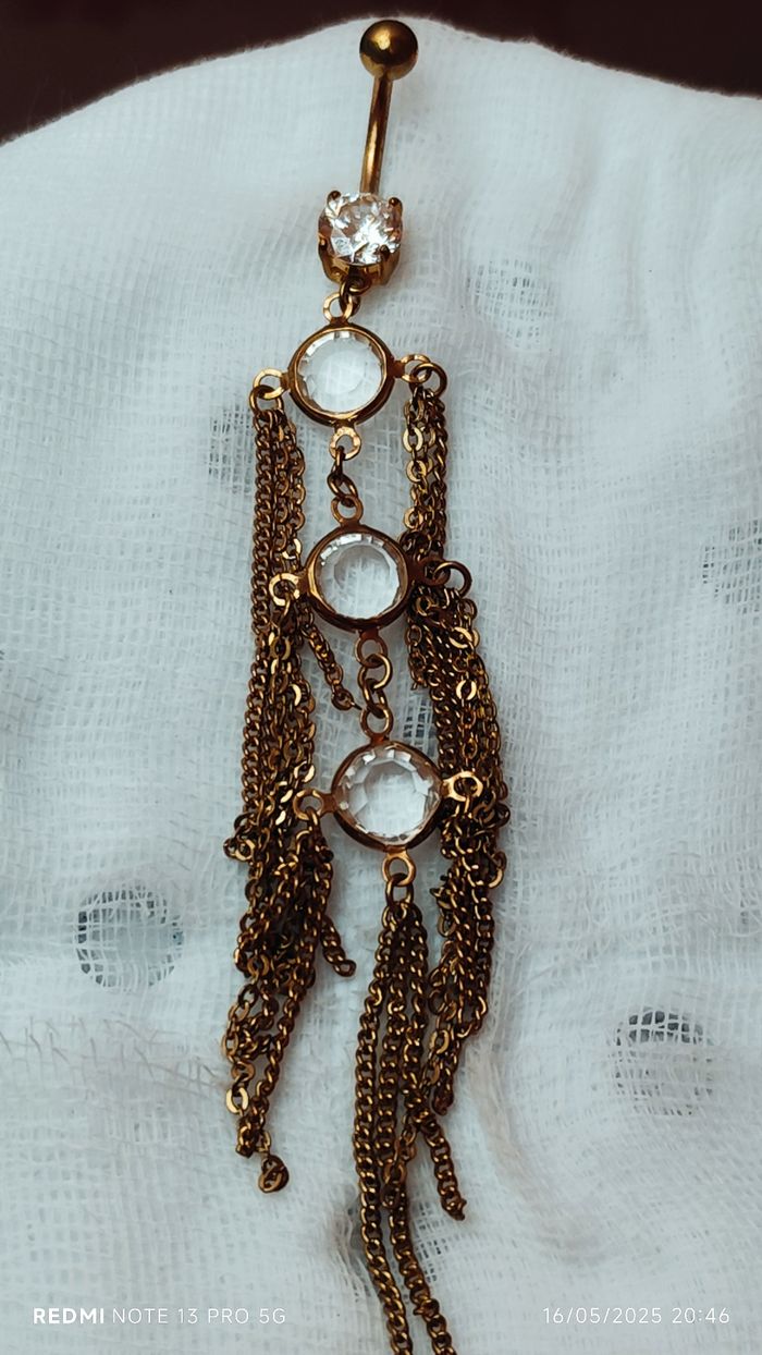 Piercing nombril pendentif plaqué or neuf - photo numéro 3