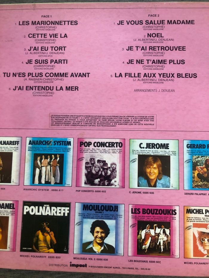 Vinyle 33t Christophe - photo numéro 2