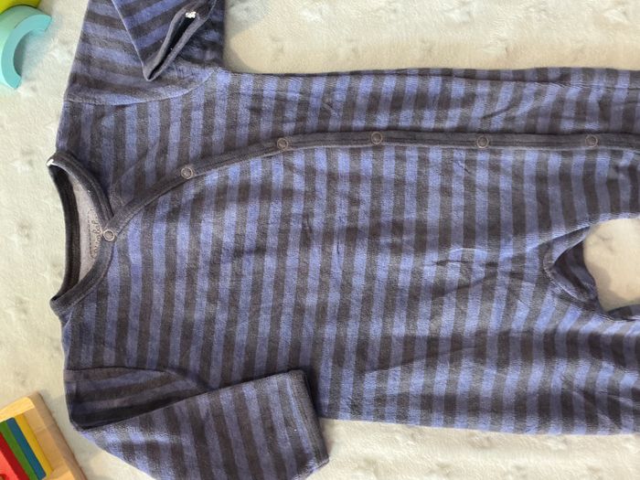 pyjama grenouillère en velours marine et bleu ouverture devant 6 mois kimbaloo - photo numéro 6