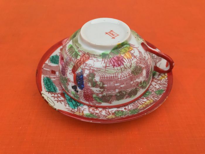 Tasse / Soucoupe à thé Décor japonisant Porcelaine fine - photo numéro 3