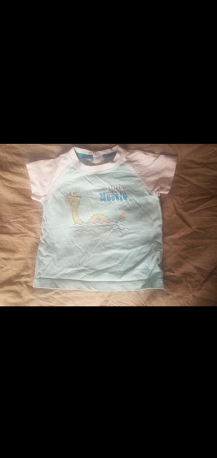 Tee shirt 9 mois manches courtes vert pâle Tex