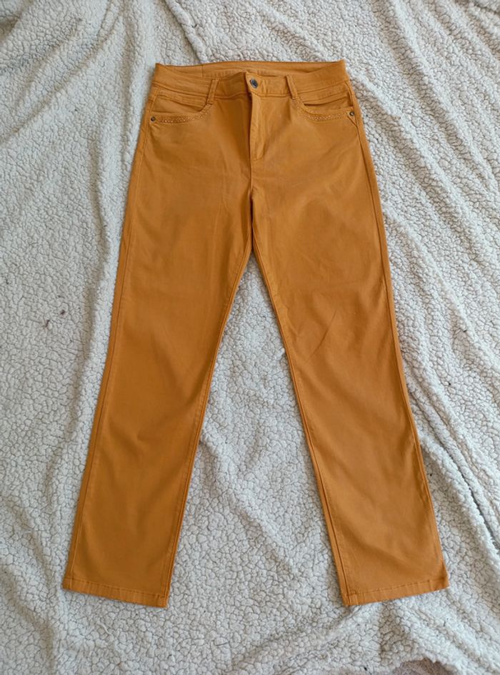 Pantalon jaune moutarde slim strass paillettes Armand Thierry Premium cute vintage old school