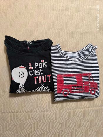 Lot de deux t-shirt manches longues 12 mois