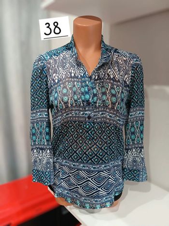 Blouse bleu et turquoise transparente 38