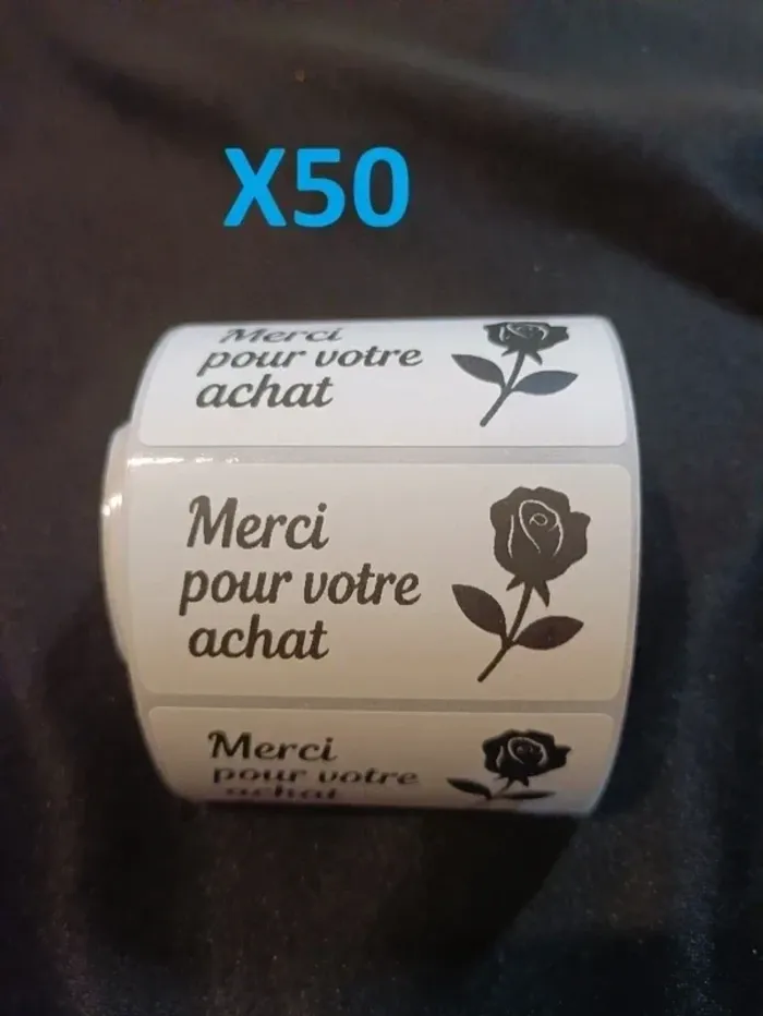 Lot de 50 étiquettes adhésives “Merci pour votre achat” avec motif rose