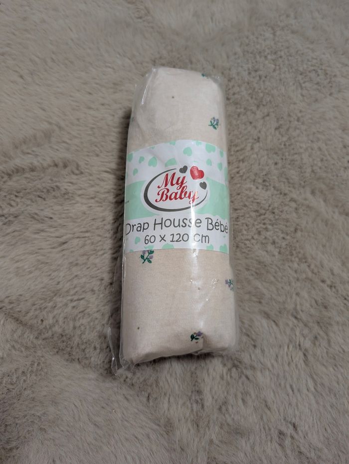 Drap-housse bébé 60x120 cm – My Baby – 100% coton – Neuf emballé