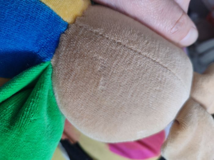 peluche doudou lapin Ikea marron vert bleu rouge noeud papillon beige festling grelot ancien - photo numéro 3