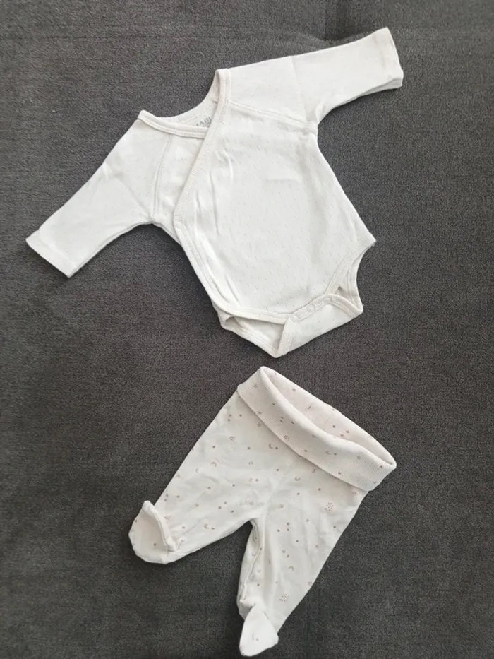 Ensemble body pantalon crème 1 mois - photo numéro 2