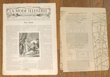 Rare avec Patron Journal la mode illustrée supplément 7 juillet 1895 N°27 Vintage