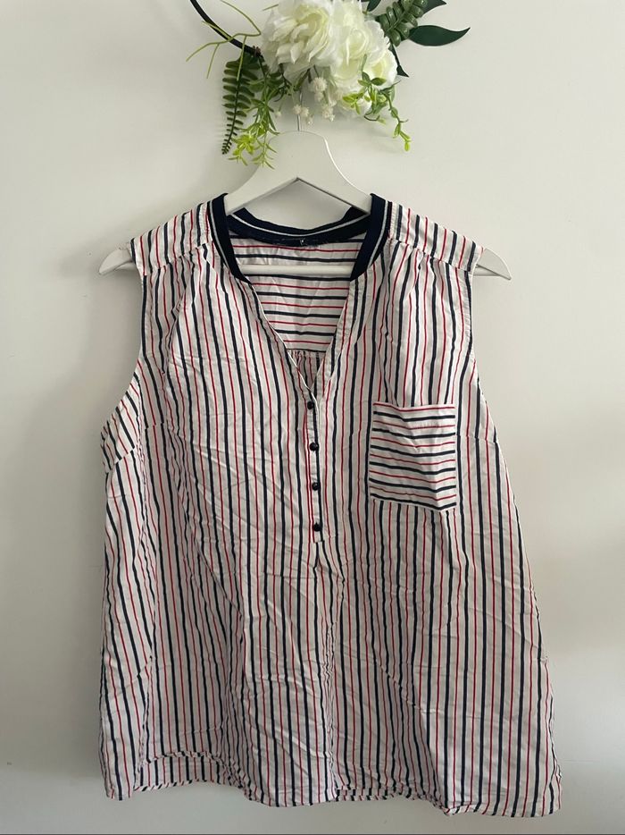 🌸Blouse sans manches rayé blanche taille 46 Kiabi 🌸