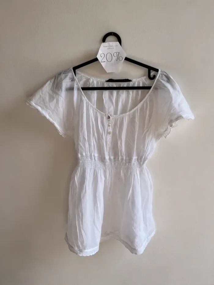 Blouse manches courtes été champêtre blanche Zara - photo numéro 2