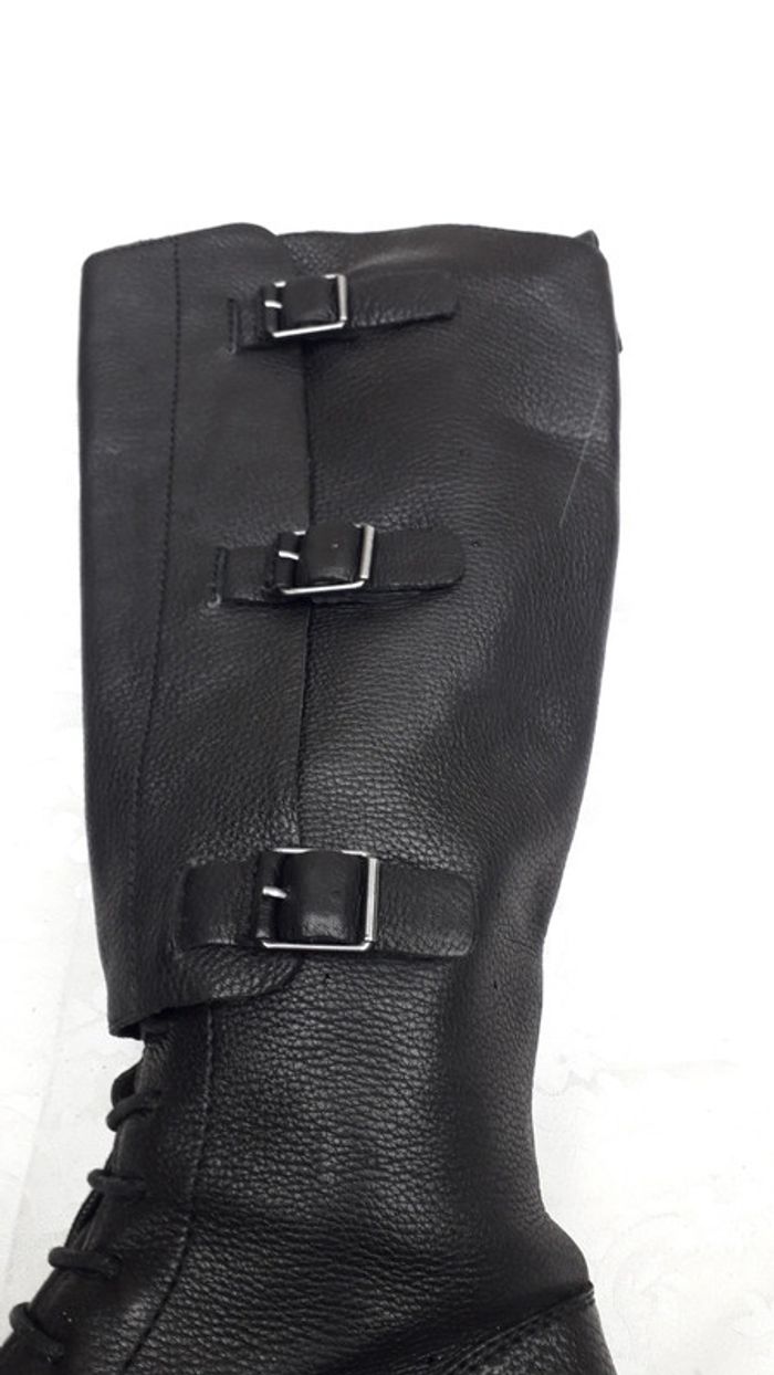 Bottes hautes en cuir grainé noir Taille 36 - photo numéro 9