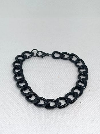 Bracelet gourmette gros maillon noir
