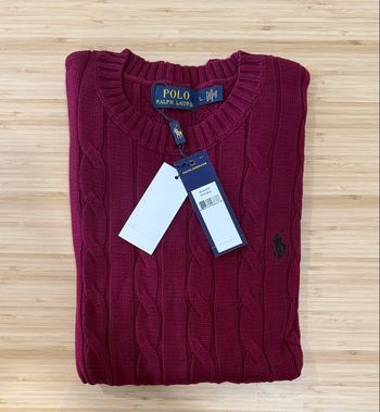 Pull Ralph Lauren torsadé rouge bordeaux taille L