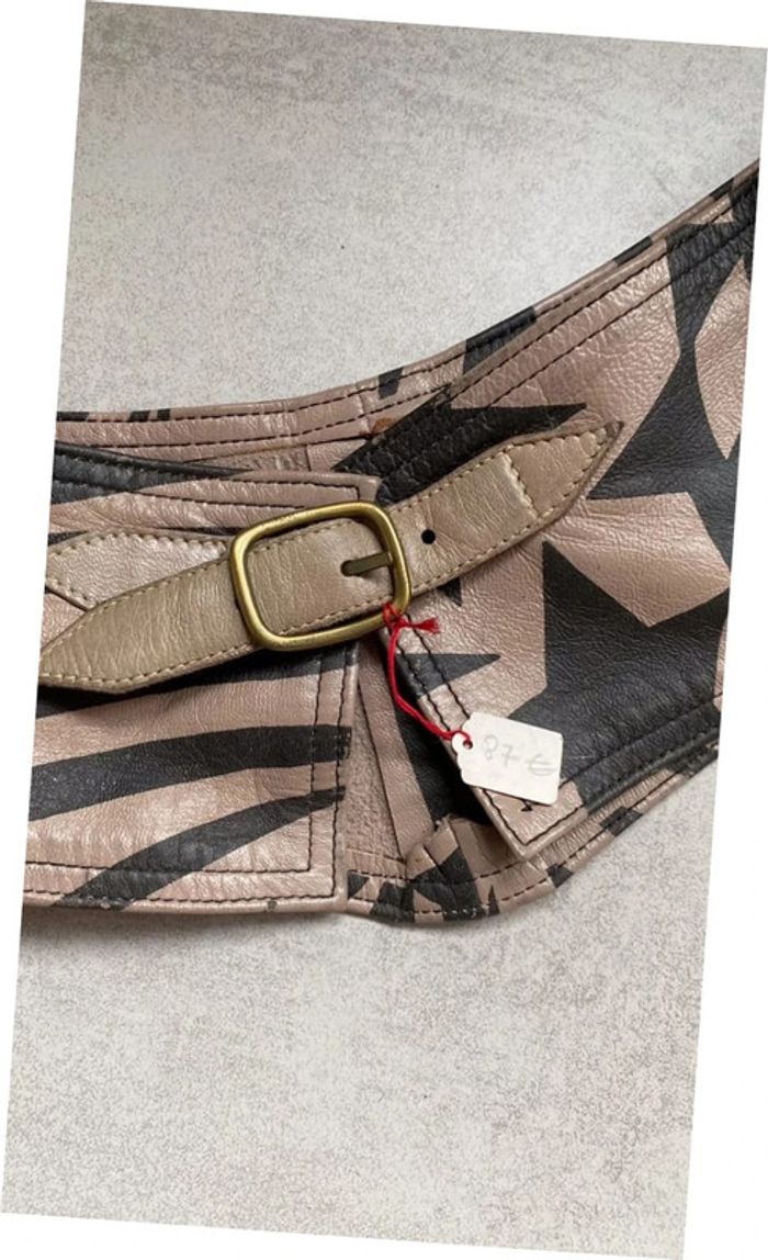 Ceinture large beige et marron zébré taille 70cm - photo numéro 2