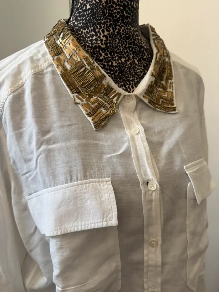 Chemise blanche IKKS coton & soie – Taille 42 - photo numéro 2
