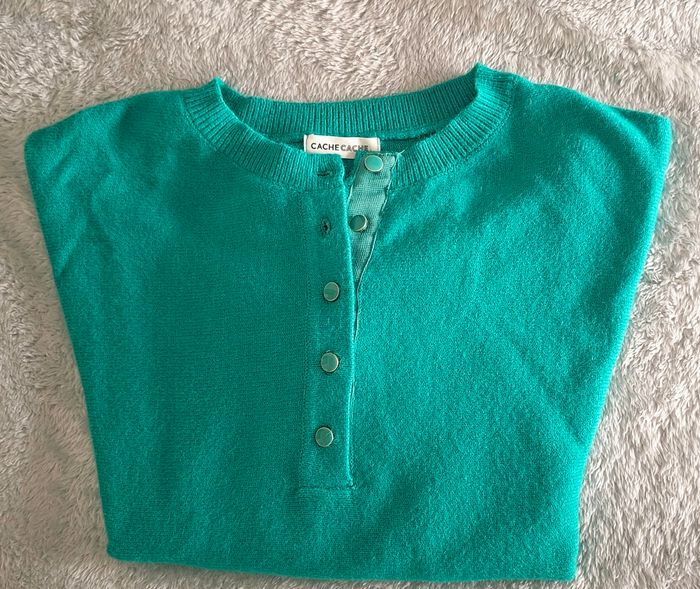 Pull  vert col rond   femme manches chauve souris. - photo numéro 2