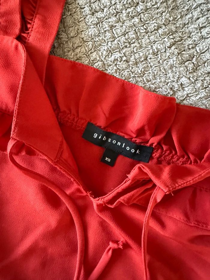 Blouse rouge petite manche papillon (34) - photo numéro 3
