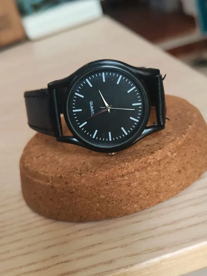 Montre noire intégrale, discrète cuir men - photo numéro 2