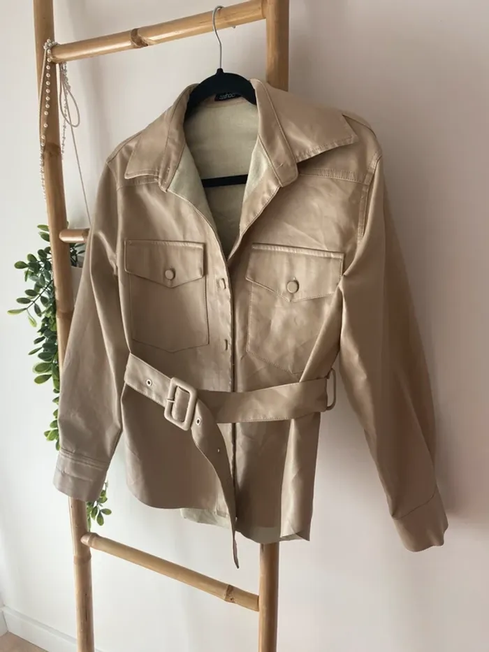 Surchemise en similicuir beige - photo numéro 2