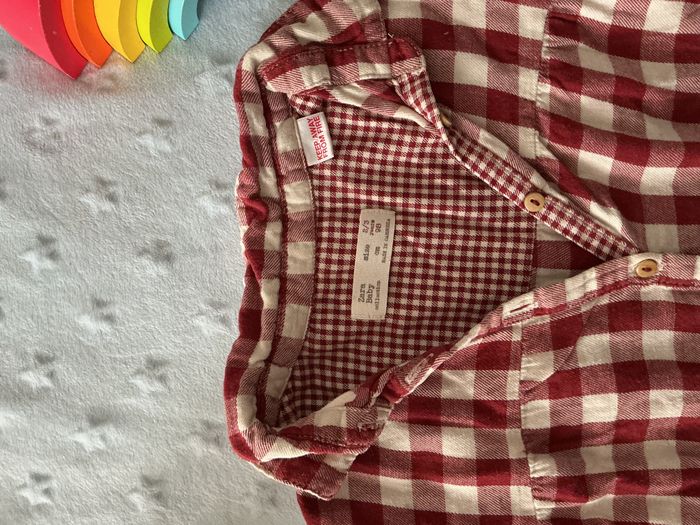 robe manches longues à carreaux bordeaux et blanc zara 2/3 ans - photo numéro 7