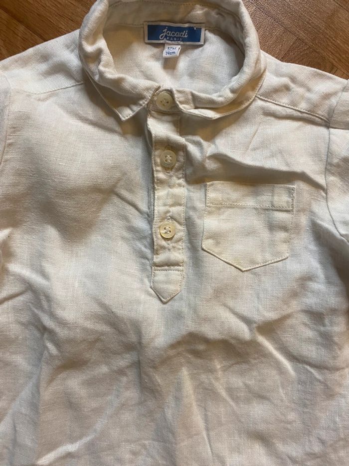 Polo manches longues blanc taille 12 mois Jacadi - photo numéro 2