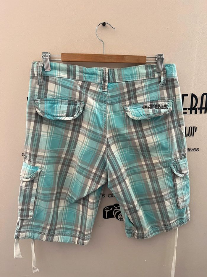 Bermuda coton homme carreaux turquoise taille M Biaggio - photo numéro 3