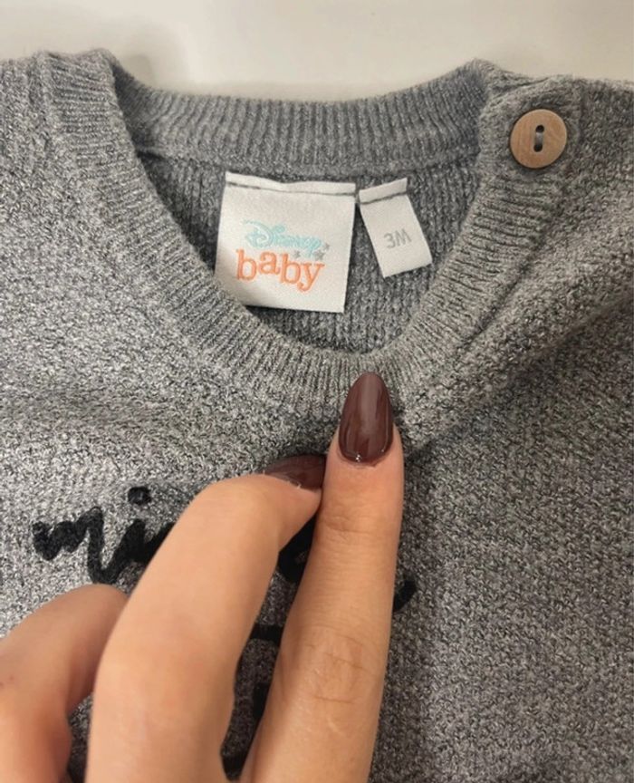 Pull maille Mickey gris - photo numéro 2