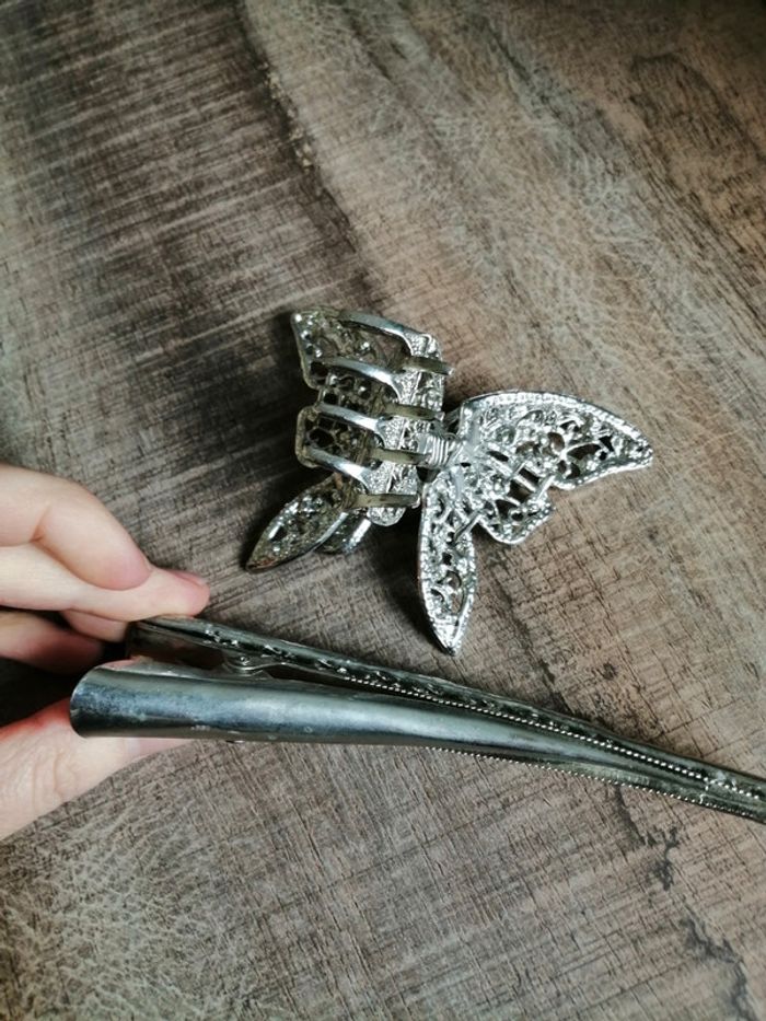 2 pince à cheveux vintage argente - photo numéro 4