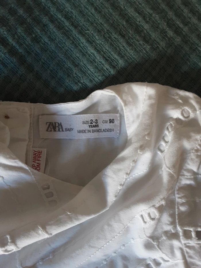 Chemise manches courtes brodé blanc coton été T. 2-3 ans (98cm) - photo numéro 4