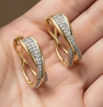 Créoles 20 mm plaquées or 14 carats et zircons cubiques incrustés