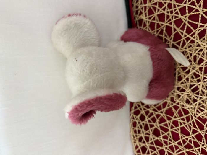 VINTAGE Ancienne Peluche doudou Souris blanche mauve parme rose Lila 20 cm Nounours - photo numéro 2