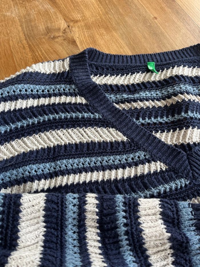 Pull rayé bleu Benetton - photo numéro 2