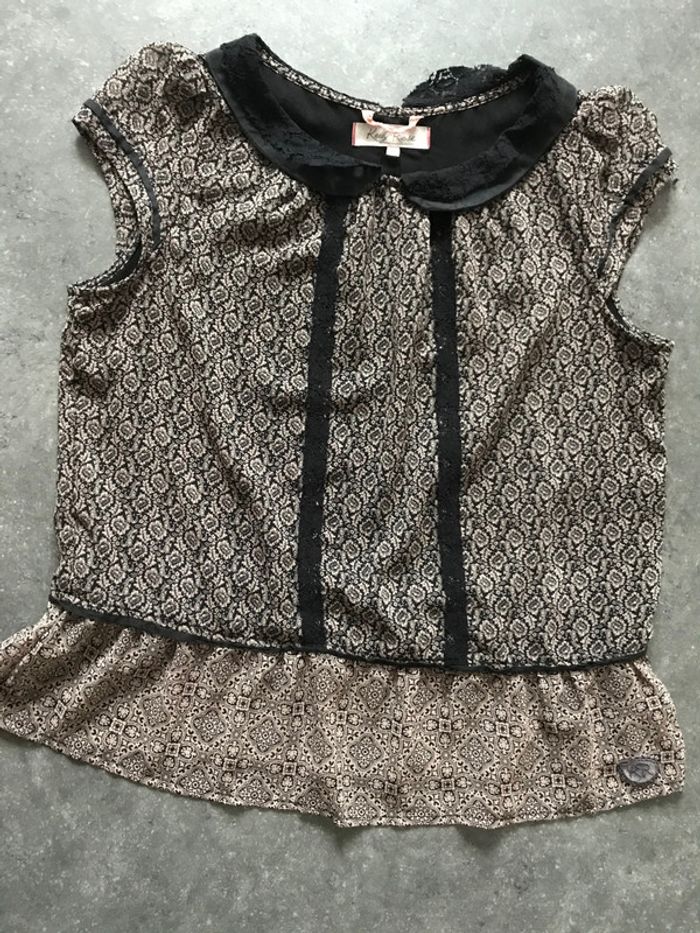 Blouse haut Kelly Rose noir à motif taille 40