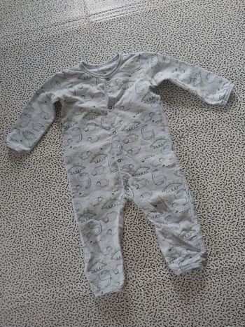 Pyjama bébé dinosaures gris – Hoodaood – 9/12 mois (74/80)