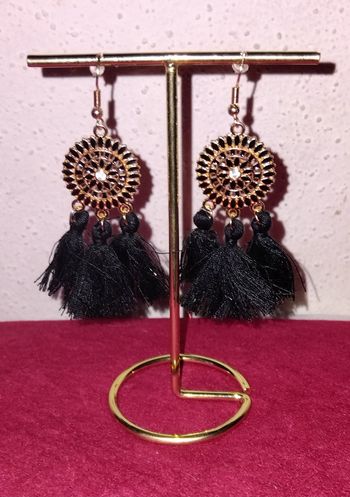 Paire de boucles d'oreilles doré et noir - attrape rêve