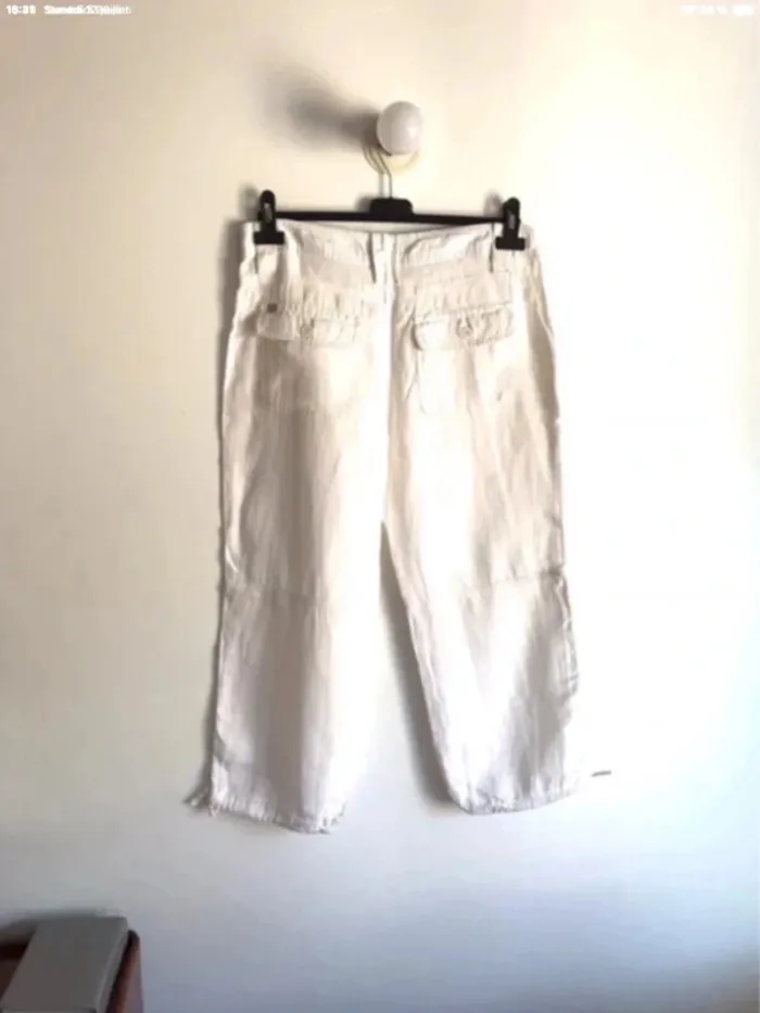 Pantacourt femme blanc en lin taille 40 neuf jamais porté - photo numéro 5