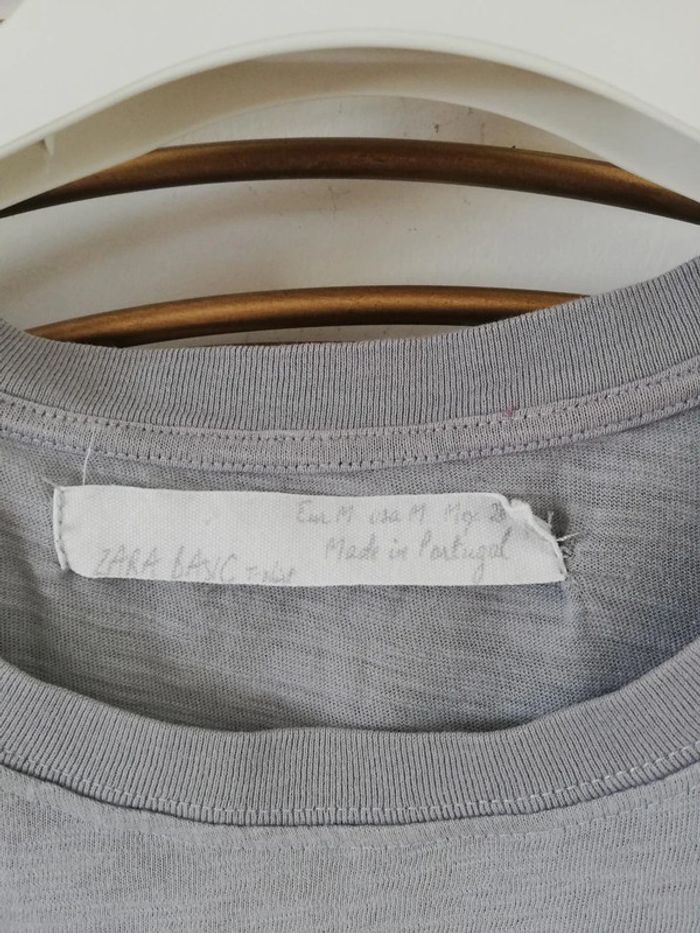 Tshirt à manches courtes Zara gris à strass Taille M - photo numéro 5