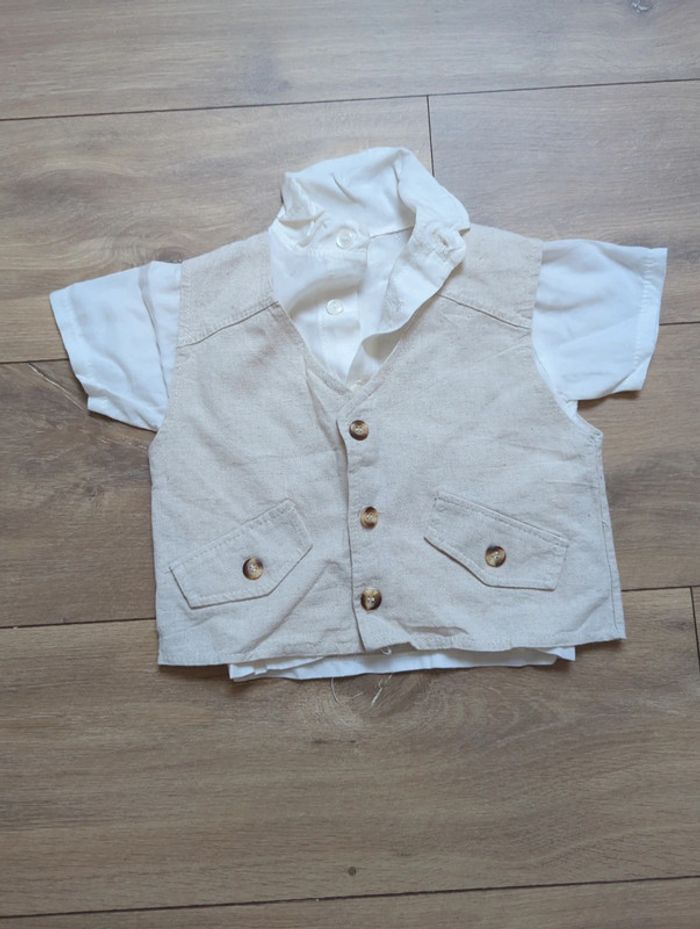 Haut cérémonie vintage chemise et veston en lin 12 mois