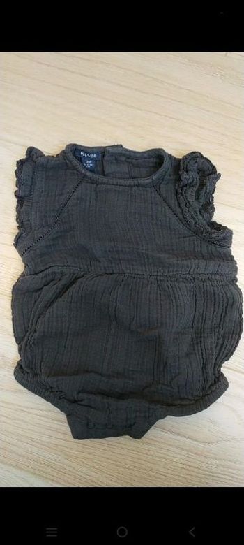 Combi barboteuse gaz de coton côtelé 3 mois