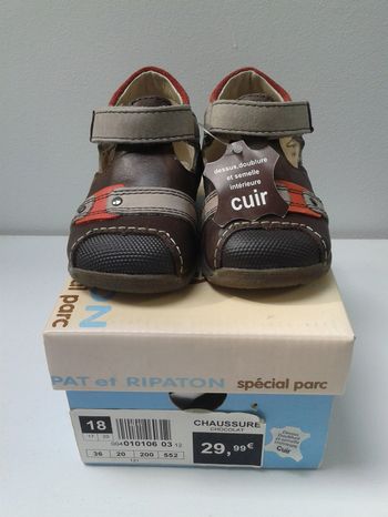 Chaussures Salomé Cuir à Scratch - Marron - Pat et Ripaton - T. 18 - Neuves