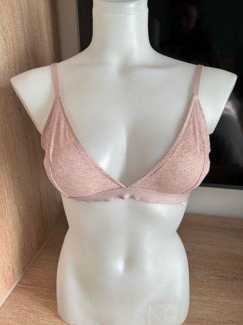 Soutien gorge triangle cotele coton vieux rose étam taille L