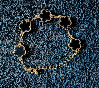 Bracelet fleurs dorée et noire