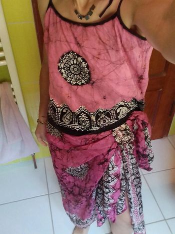 Débardeur + paréo femme rose et noir