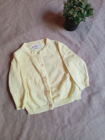 Gilet en laine, jaune, fille, 9 mois, pommette