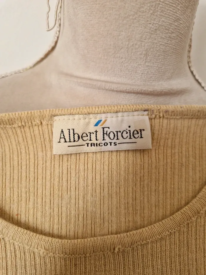 Crop top laine vintage beige jaune Albert forcier taille 44 - photo numéro 4
